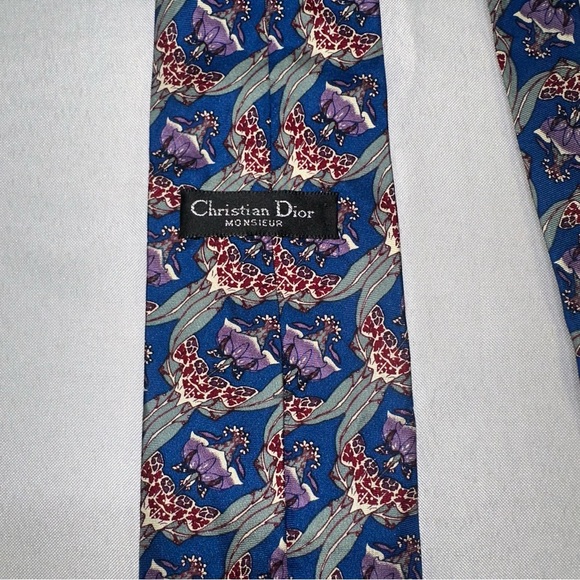 Christian Dior Monsieur Tie 100% Silk Vintage 54 Inches Long USA Art Nouveau - Picture 3 of 6